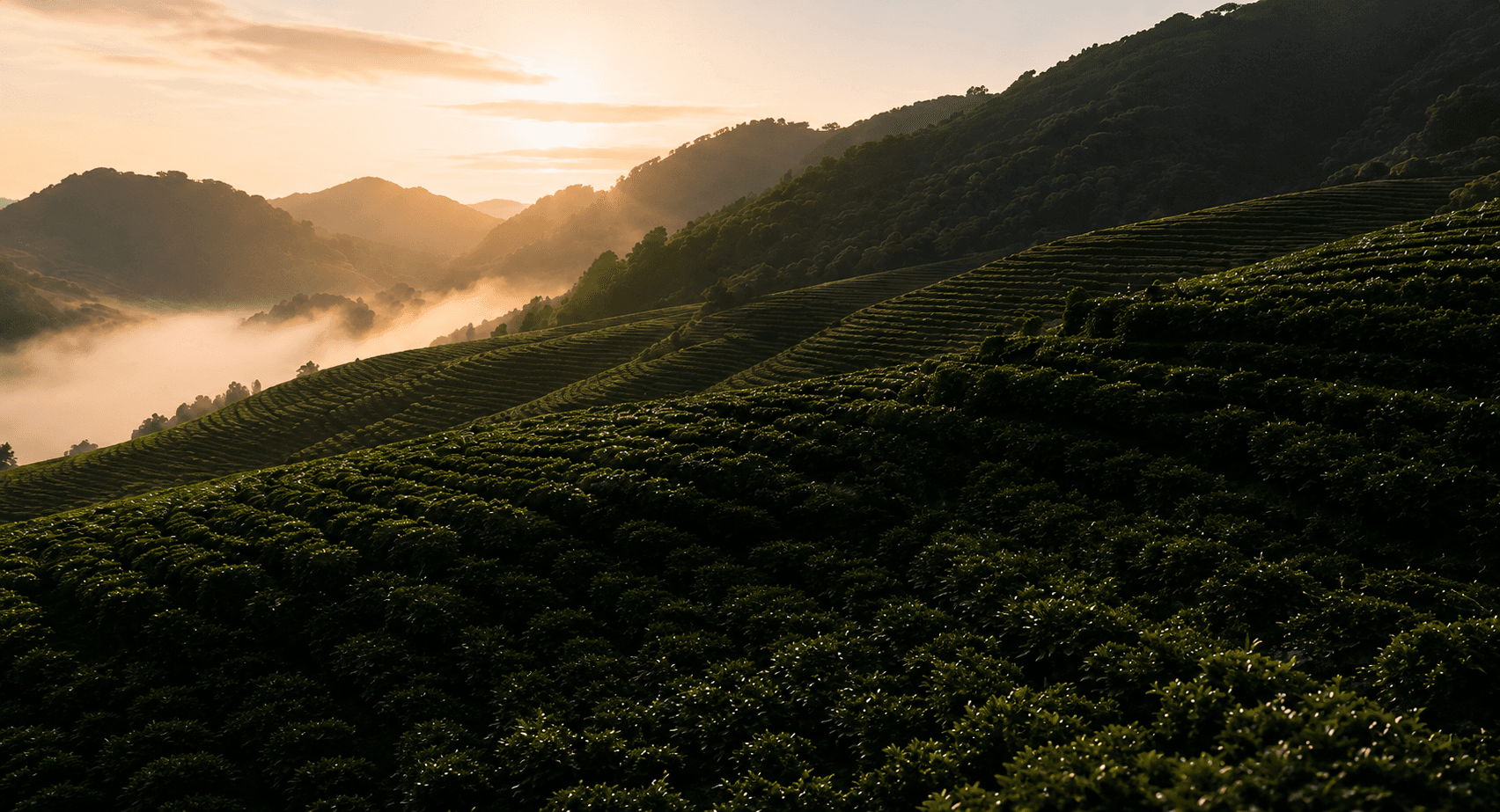 Tea terraces in the highlands of Son La, Vietnam
